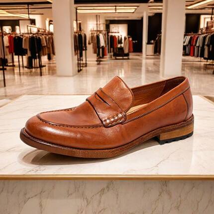 增高皮鞋男一脚蹬擦色皮豆豆鞋厚款纯色皮鞋潮流秋季透气乐福鞋帅