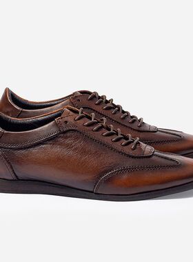 商务休闲皮鞋男真皮英伦百搭运动款牛皮慢跑鞋男士旅游鞋透气男鞋