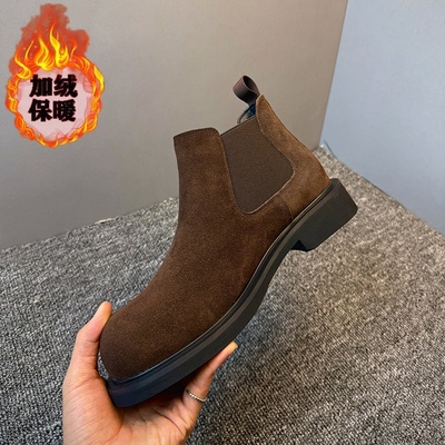 加绒保暖百搭真皮男款磨砂