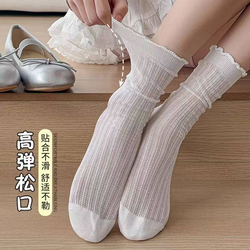 超薄袜子女长筒棉袜网眼透气