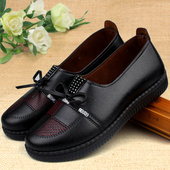 软底舒适妈妈鞋 子春夏秋单鞋 老太太防滑老人皮鞋 中老年女鞋 奶奶鞋