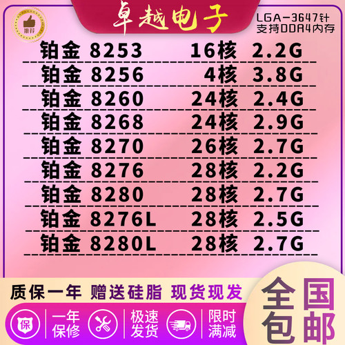 正式版CPUIntel8280质保一年