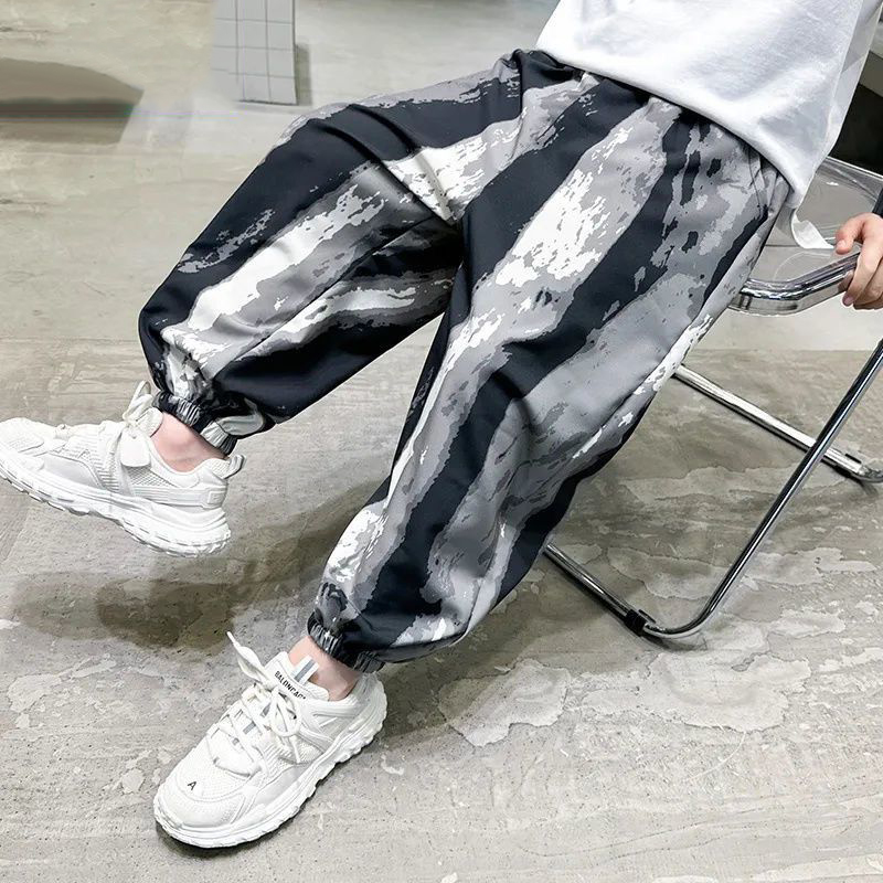 儿童防蚊裤男童装夏季薄款长裤子冰丝宝宝夏天睡裤女童束脚灯笼裤