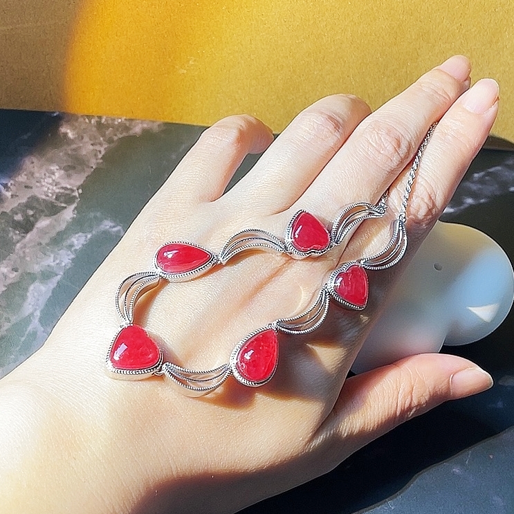 天然冰红蔷薇辉石项链套链