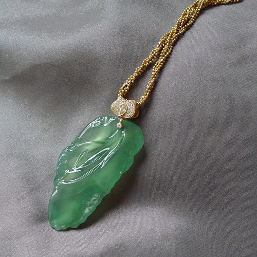 兰华18k金吊坠a货翡翠苹果绿悟道