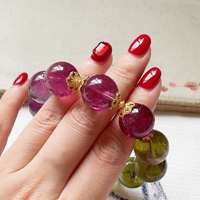 手链天然西瓜碧玺等级珍贵玻璃体