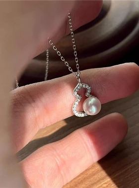 925纯银葫芦吊坠淡水珍珠项链 新中式复古轻奢小众锁骨链女礼物