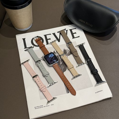 复古棕色真皮质表带适用iwatch