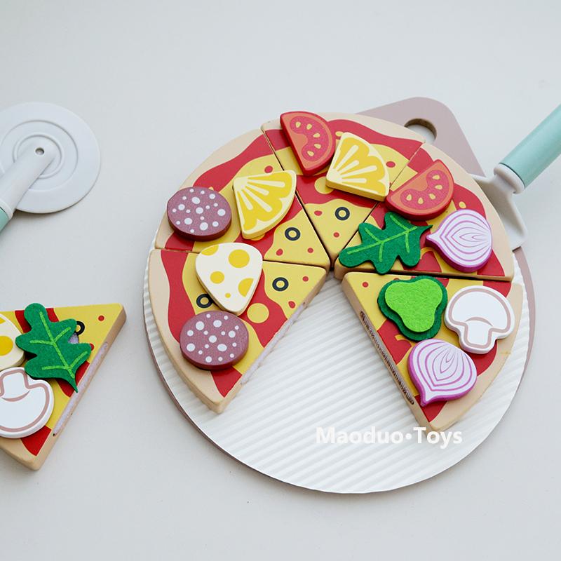 儿童过家家仿真披萨水果蔬菜切切乐厨房玩具幼儿园生日礼物木制KB