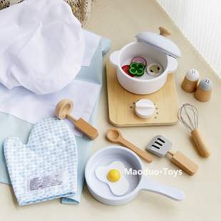实木过家家玩具组合锅具蔬菜烧饭做菜小厨师主题游戏包幼儿园孩um