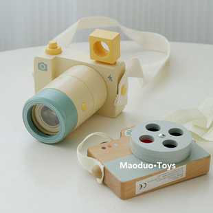 木制仿真照相机儿童万花筒益智玩具创意小孩道具玩偶模型拍照孩子