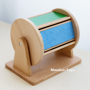 蒙氏早教纺织鼓实木榉木制造高端纯实木颜色视听训练婴幼儿玩具JJ