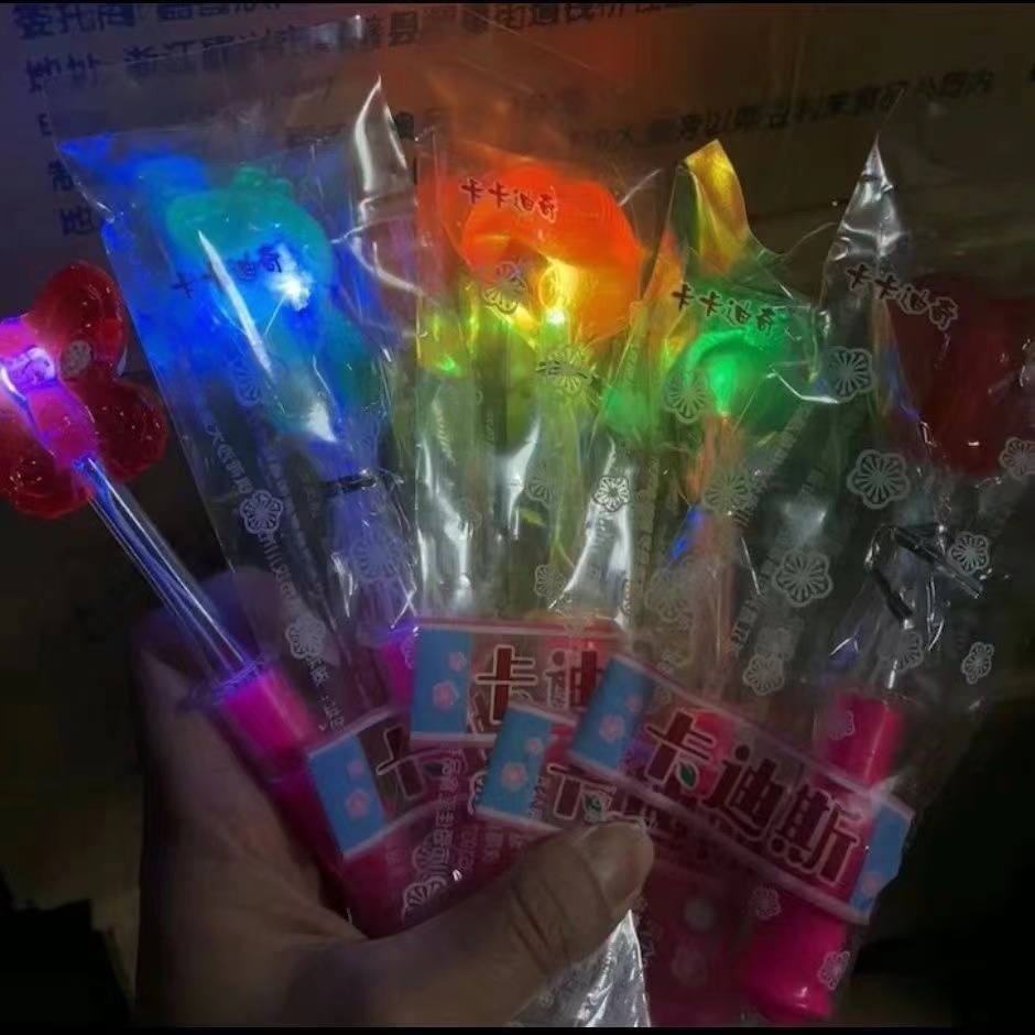 发光棒棒糖单灯LED夜场KTV玫瑰话梅七彩闪光儿童七夕创意糖果