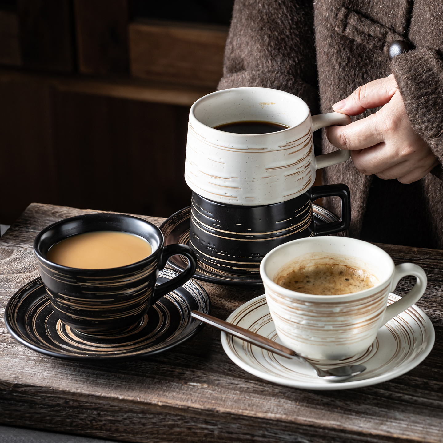 时尚咖啡杯碟勺套装乔迁新居家用杯具陶瓷杯创意装饰咖啡杯子茶杯