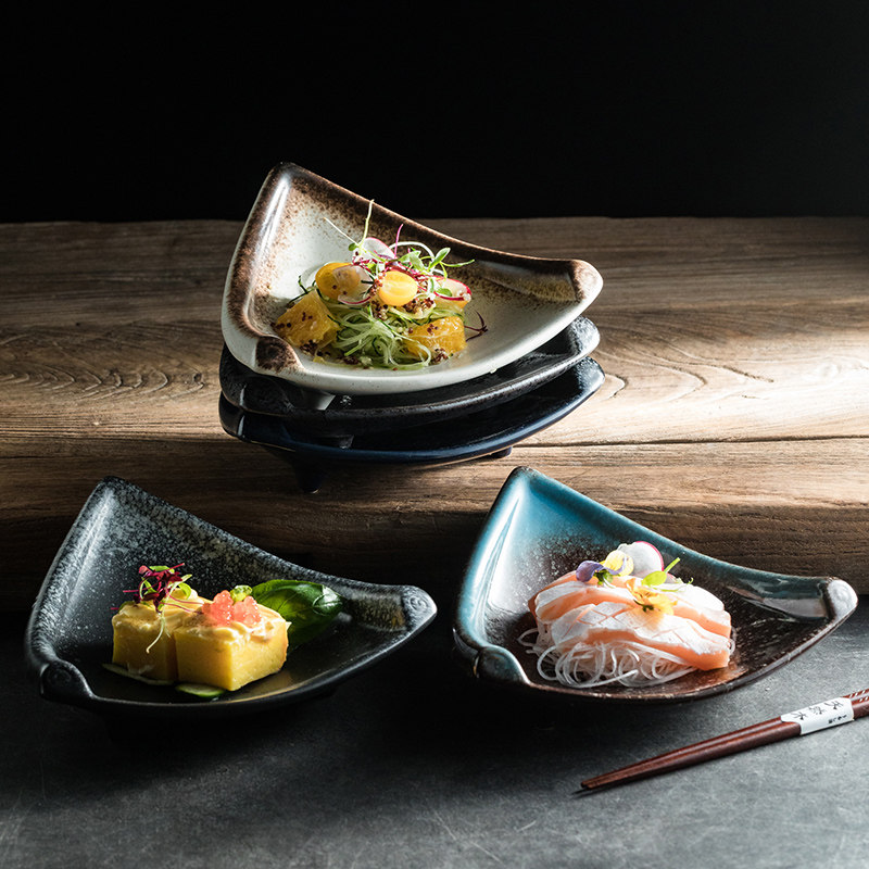 商用创意三角盘大容量陶瓷盘 特色菜专用盘子西餐盘早点盘点心盘