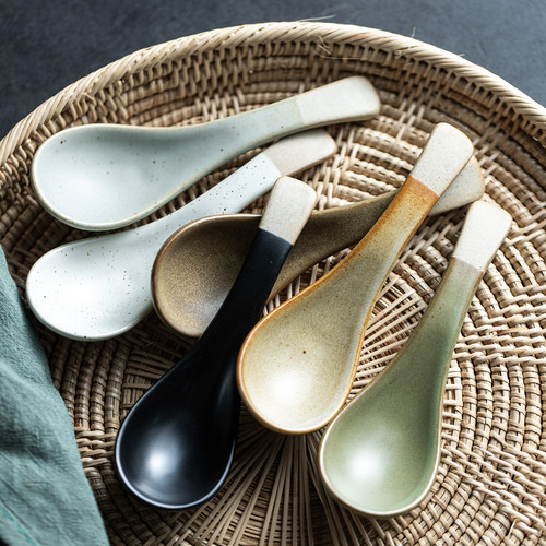 吃饭喝汤勺子陶瓷勺子家用汤勺短柄米饭碗勺调羹小号小汤勺子餐具