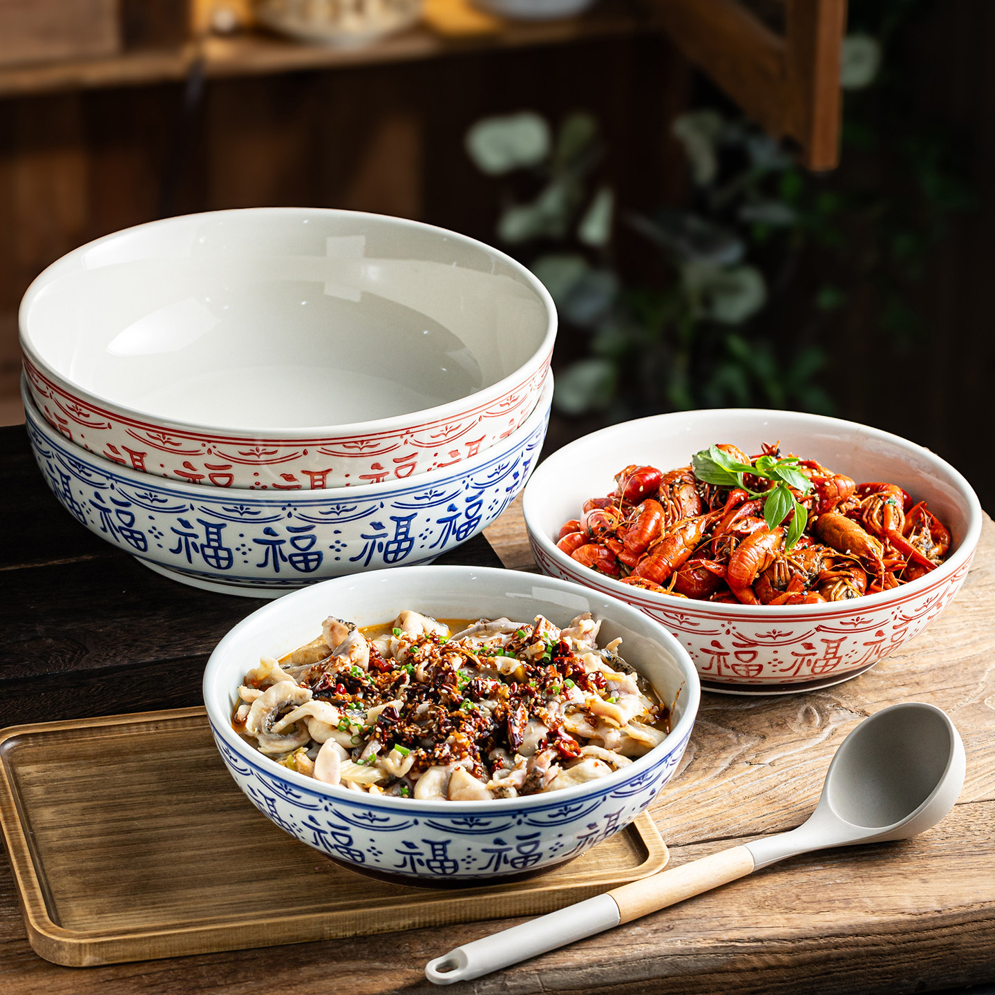 小龙虾大盆碗酸菜鱼水煮鱼大碗家用汤碗大号耐高温陶瓷碗炖汤碗具