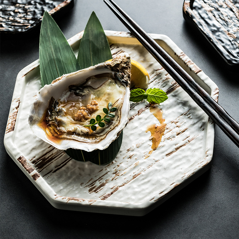日式创意八角盘陶瓷菜盘子商用酒店餐厅寿司盘点心盘饺子碟盘餐具