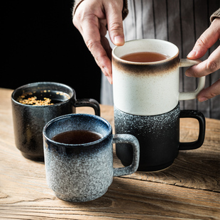 复古陶瓷马克杯创意窑变杯子咖啡杯简约家用茶杯牛奶杯办公室水杯