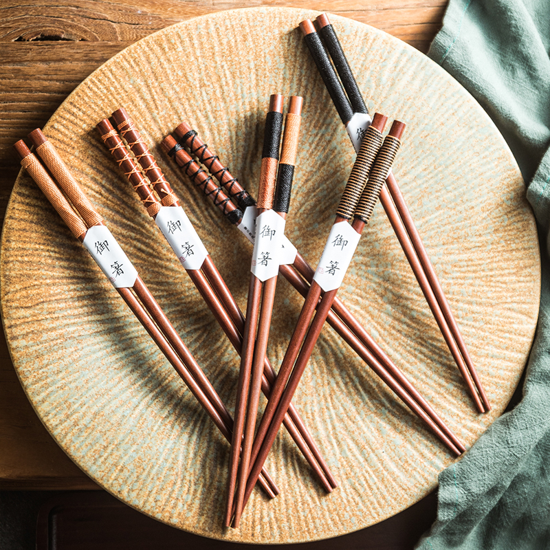 日式筷子商用餐厅火锅饭店缠线防滑耐高温家庭专用无漆无蜡筷子