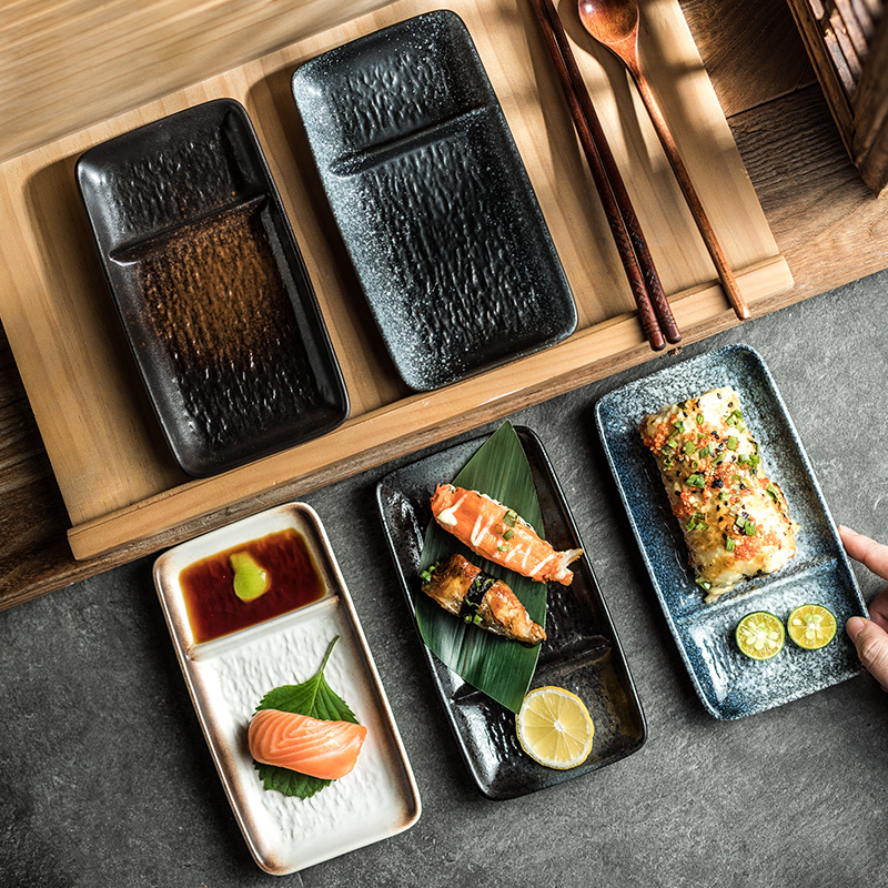 新时代7寸石纹二格碟陶瓷餐具