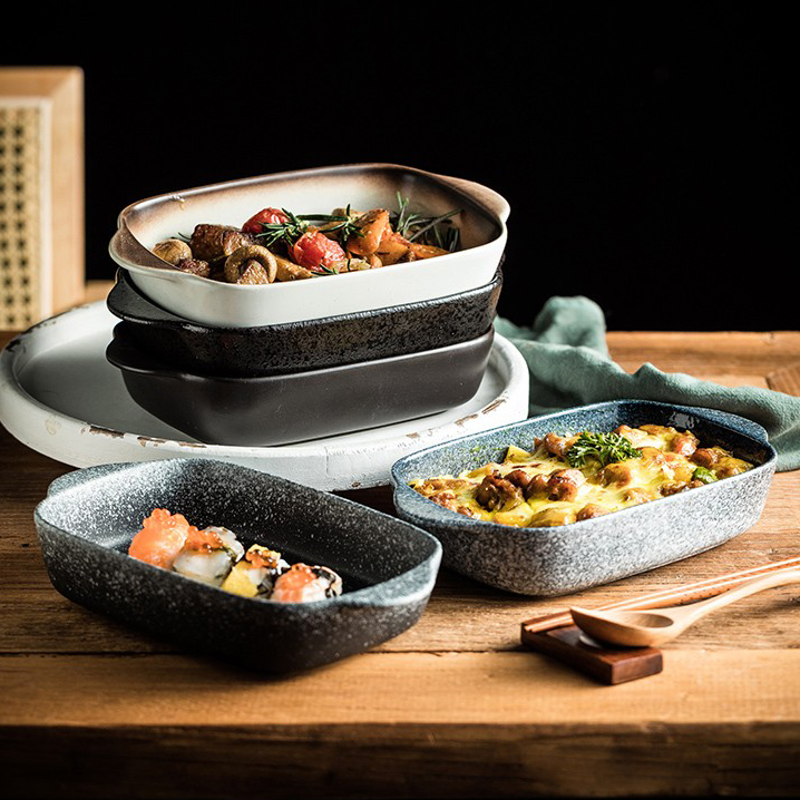 新时代厨房日式双耳焗盘陶瓷双耳