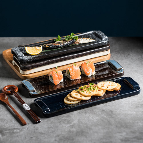 日式寿司盘陶瓷长条餐具