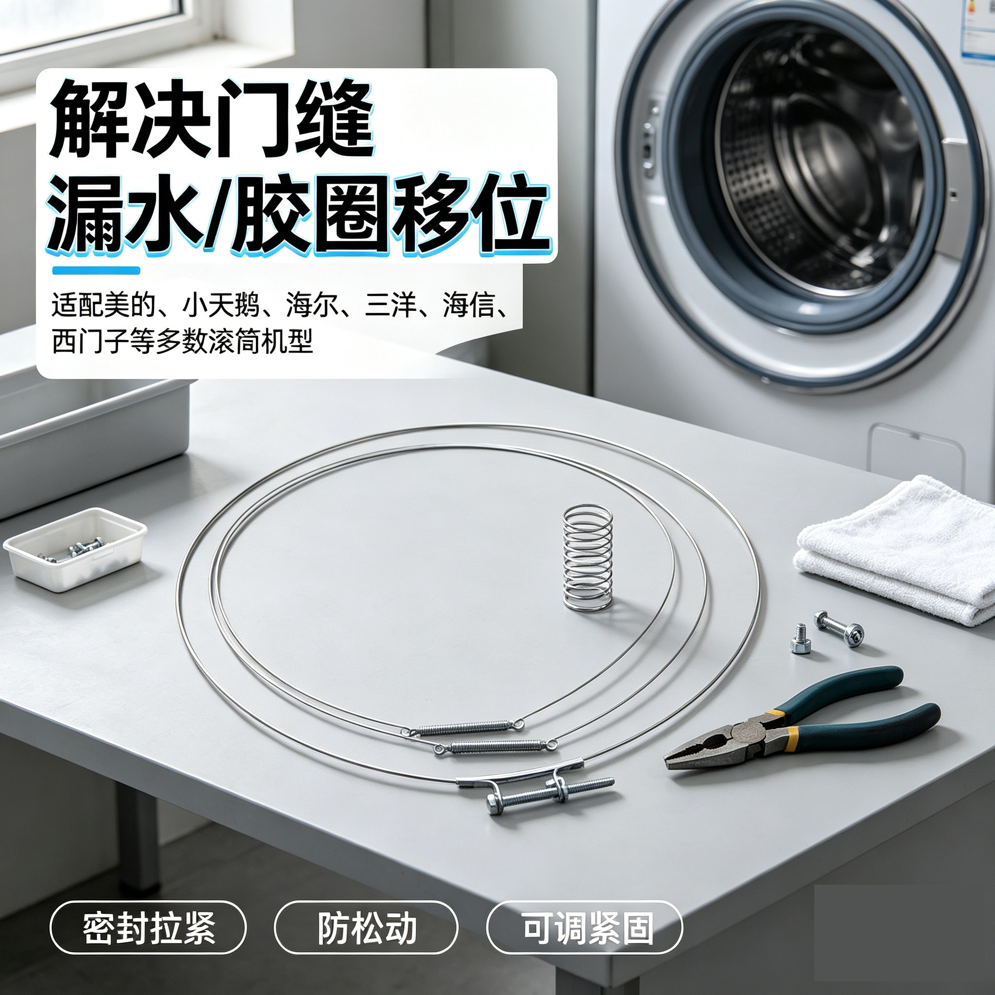 适配小天鹅滚筒洗衣机门密封圈钢丝圈防水圈固定器铁丝圈卡箍