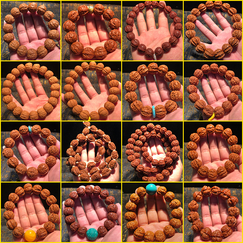 文玩把玩野生小众小核桃手串手持矮桩方肚京八棱门头沟元宝磨盘