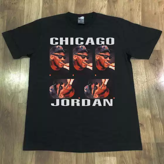 Heavy Weight 230g Oversize Chicago Dropped Shoulder Basketball Sports Pure Cotton Short-Sleeved T-Shirt Loose Short-Sleeved