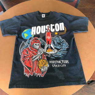 外贸尾货休斯顿火箭美式 T恤 宽松加宽领口230克纯棉短袖