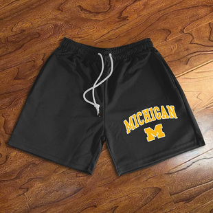 NCAA密歇根俄勒冈杜克大学美式不过膝篮球速干透气宽松篮球短裤