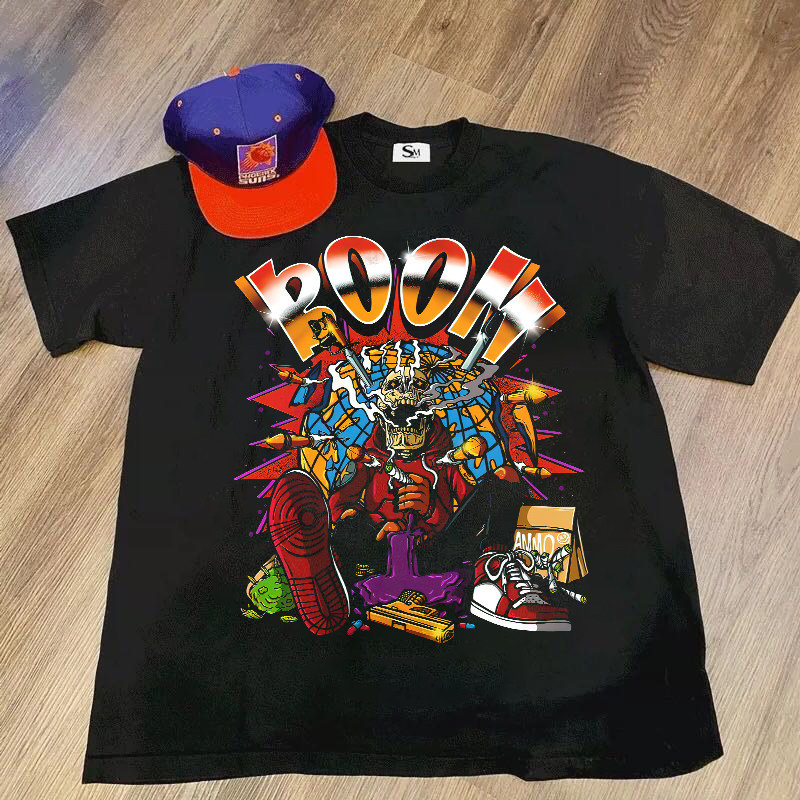 山姆高德vintage外贸尾货美式自由主义棉运动宽松t恤短袖