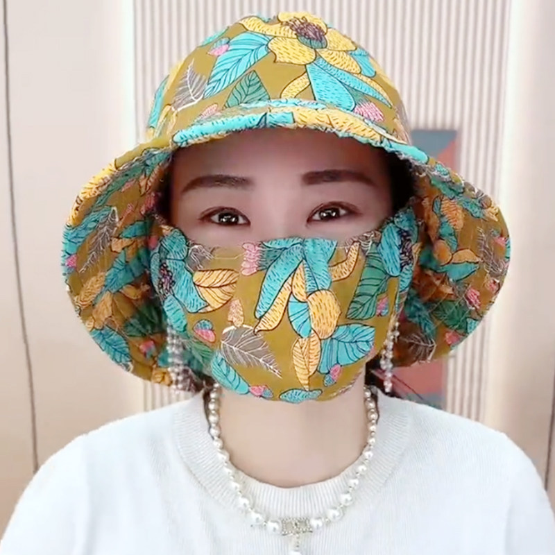防晒口罩帽子一体太阳帽女防紫外线防风帽2025新款户外夏季遮阳帽