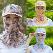 夏季 防晒帽子女防风防尘护脸护颈骑车妈妈户外工作田间采茶遮阳帽