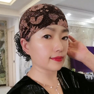 秋冬款洋气遮白发包头帽薄款蕾丝花朵弹力帽头巾帽2025新款帽子女