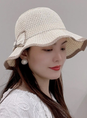 夏天帽子女款2025新款凉帽薄款洋气时尚渔夫帽防晒遮阳帽太阳帽女