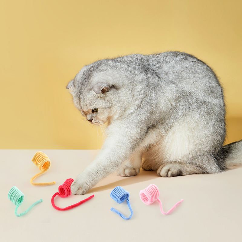 宠物用品工厂马卡龙色弹簧含猫薄荷猫咪玩具自嗨互动猫咪玩具