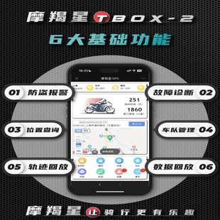 摩羯星TBOX2新款 GSX250适用川崎本田ns125远程报警摩托车智能防盗