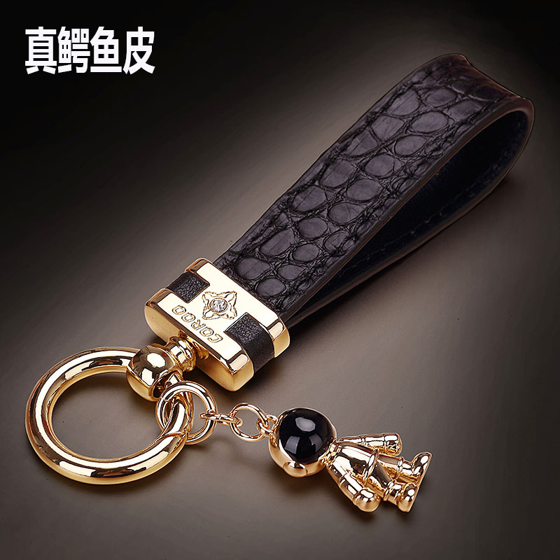 汽车钥匙扣精致男士高档鳄鱼皮车钥匙挂件女挂饰太空人钥匙扣链挂