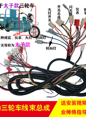 电动三轮车线束总成整车大线太子款线路整车线简易款三轮国标线束
