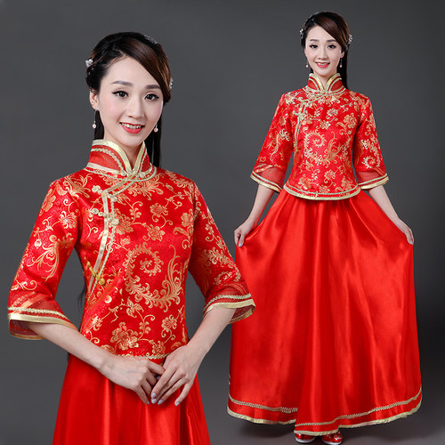 古筝长裙朗诵表演服装