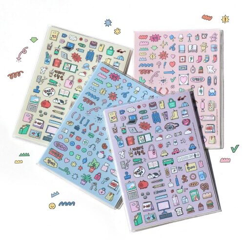 韩国正品7321 小物品贴纸日记/线条记事笔记本full diary/line