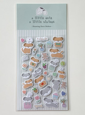 韩国正品popo factory 小狗咕卡手账日记装饰贴纸Friends Sticker