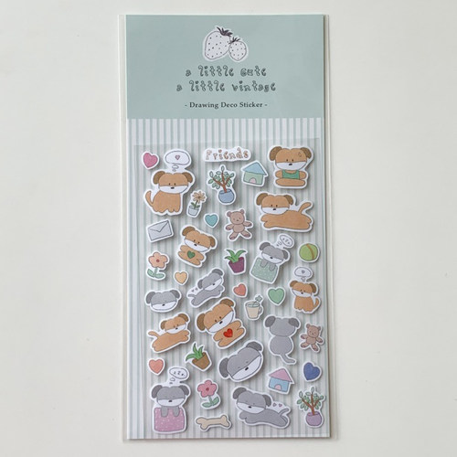 韩国正品popo factory 小狗咕卡手账日记装饰贴纸Friends Sticker