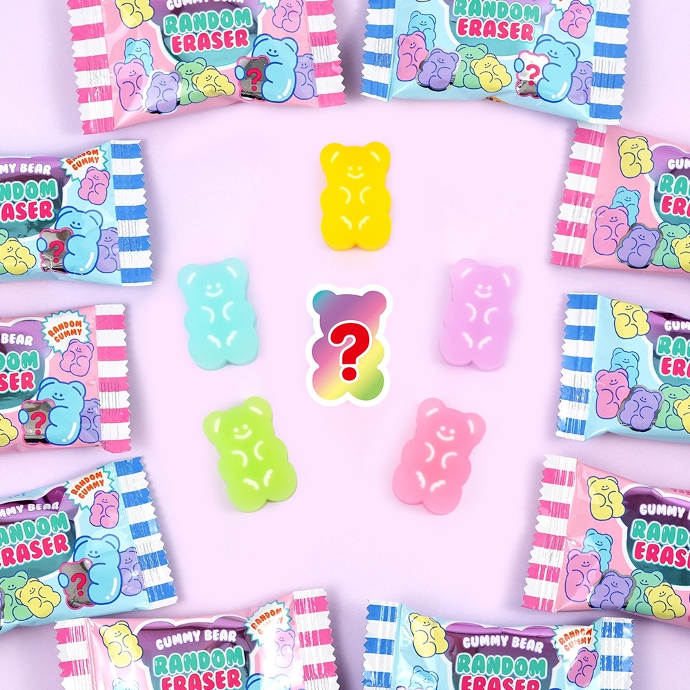 韩国正品pinkfoot 儿童文具礼物橡皮擦糖果包装 盲盒盲袋可爱小熊