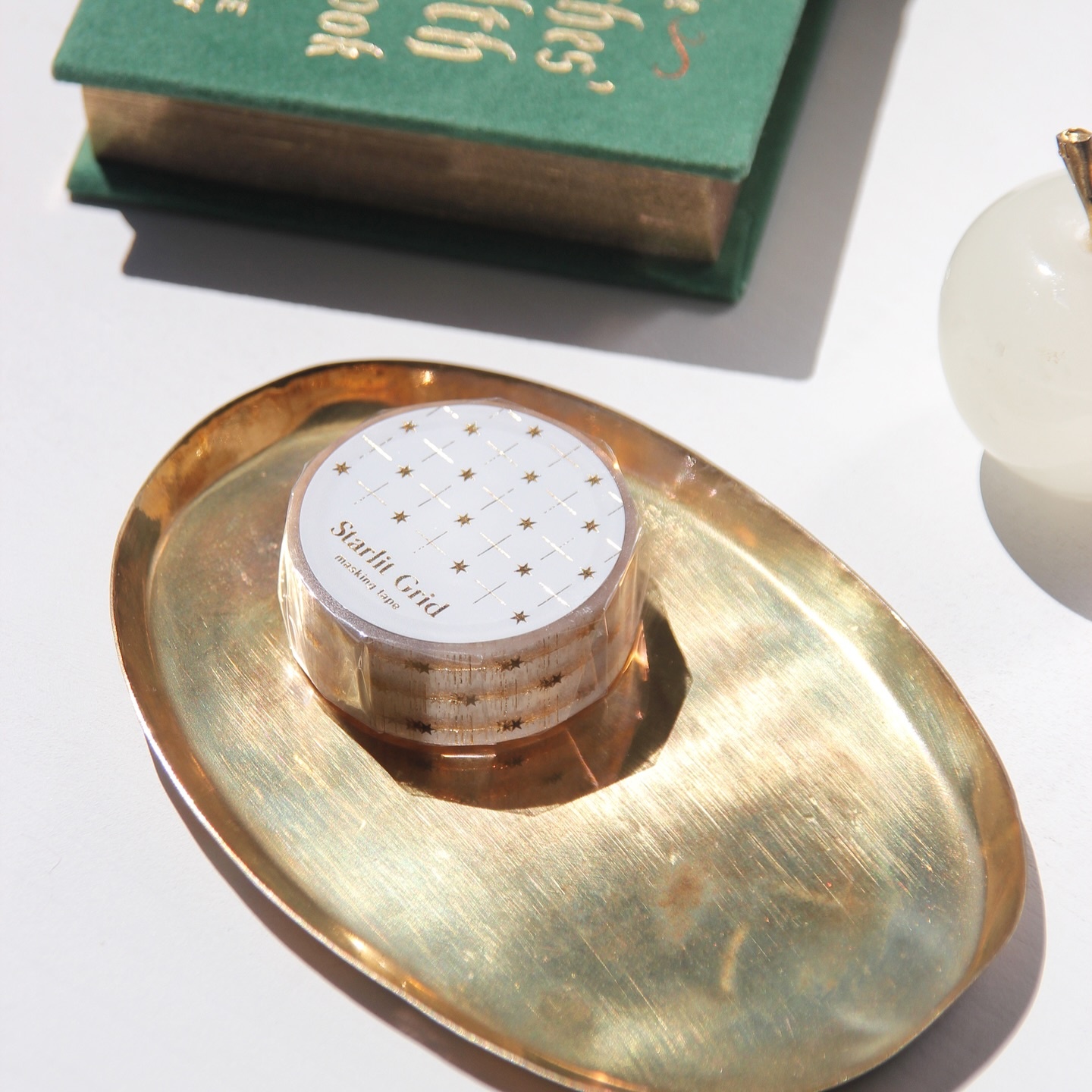 韩国正品Boki 金箔星星网格美纹手帐日记PET透明咕卡装饰贴纸胶带