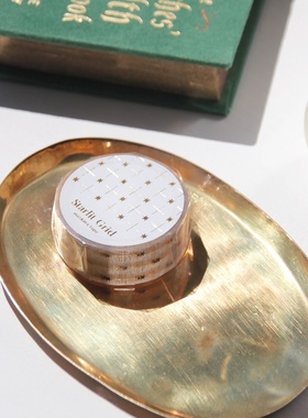 韩国正品Boki 金箔星星网格美纹手帐日记PET透明咕卡装饰贴纸胶带