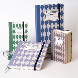 韩国正品 note composition菱形格纹A5A6绑带硬面空白笔记本Argyle