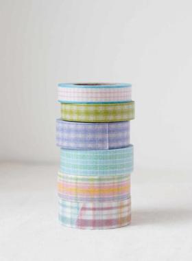 韩国正品Boki 格子美纹花纹手帐日记百搭打底装饰纸质胶带 10mm款